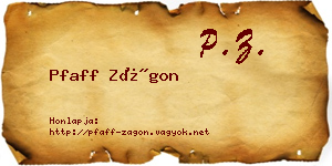 Pfaff Zágon névjegykártya
